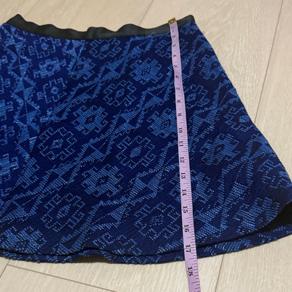 Zara Navy Blue Patterned Skater Mini Skirt - Picture 6 of 7